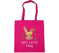 Hippowarehouse Personalised Easter bunny childrens illustration Tote Shopping Gym Beach Bag 42cm x38cm, 10 litres