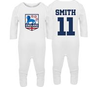Hippowarehouse Personalised England Baby Romper 2024 Football Fan all in one piece unisex