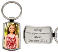 Hippowarehouse Personalised Engraved Photo Keyring Fathers Day Gift Custom Picture Keychain with Name & Message Personalised Photo Keepsake for Couples, Family, Friends, Mum & Dad key ring