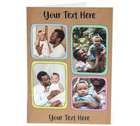 Hippowarehouse Personalised Fathers Day Card 4 photos your text Birthday Cards custom design with envelope A6 for him for her Funny Cards for Men and Women for Dad