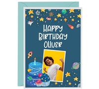 Hippowarehouse Personalised Happy Birthday Card Boy Childrens - Kids Photo With Envelope - Custom Text Name Gift Him Her Son