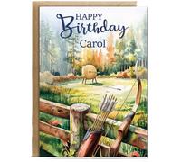Hippowarehouse Personalised Happy Birthday card Water colour archery Personalised Card A5 with envelope for him for her Funny Cards for Men and Women Blank inside option