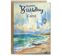Hippowarehouse Personalised Happy Birthday card Water colour Kite surfing Personalised Card A5 with envelope for him for her Funny Cards for Men and Women Blank inside option