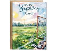 Hippowarehouse Personalised Happy Birthday card Water colour lacrosse Personalised Card A6 with envelope for him for her Funny Cards for Men and Women Blank inside option