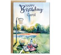 Hippowarehouse Personalised Happy Birthday card Water colour netball Personalised Card A6 with envelope for him for her Funny Cards for Men and Women Blank inside option