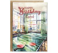 Hippowarehouse Personalised Happy Birthday card Water colour table tennis Personalised Card A5 with envelope for him for her Funny Cards for Men and Women Blank inside option