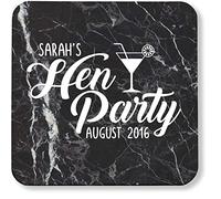 Hippowarehouse PERSONALISED Hen Party Your Name and Date pack of 2 coasters gloss finish durable backing 9cm x 9cm