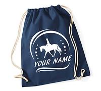 Hippowarehouse PERSONALISED Horse Riding Your Name Here Drawstring Cotton School Gym Kid Bag Sack 37cm x 46cm, 12 litres