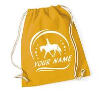 Hippowarehouse PERSONALISED Horse Riding Your Name Here Drawstring Cotton School Gym Kid Bag Sack 37cm x 46cm, 12 litres