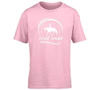 Hippowarehouse Personalised Horse Riding Your Name Here Kids Children's Short Sleeve t-Shirt Pink