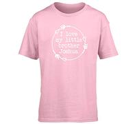 Hippowarehouse Personalised I Love My Little Brother Name HERE Kids Children's Short Sleeve t-Shirt Pink