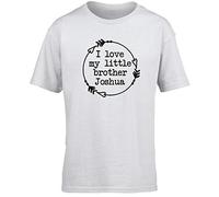 Hippowarehouse Personalised I Love My Little Brother Name HERE Kids Children's Short Sleeve t-Shirt White