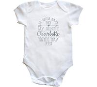 Hippowarehouse Personalised If Mum Says No Auntie Any Name Will Say Yes Baby Vest Bodysuit (Short Sleeve) Boys Girls White