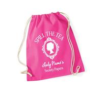 Hippowarehouse Personalised Lady Name Spill The Tea Society Papers Period Drama Lover Drawstring Cotton School Gym Bag 37cm x 46cm, 12 litres