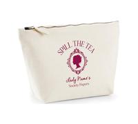 Hippowarehouse Personalised Lady Name Spill The Tea Society Papers Period Drama Lover Printed Make up Cosmetic wash Bag 18x19x9cm
