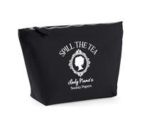 Hippowarehouse Personalised Lady Name Spill The Tea Society Papers Period Drama Lover Printed Make up Cosmetic wash Bag 18x19x9cm