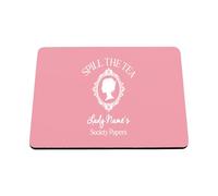 Hippowarehouse Personalised Lady Name Spill The Tea Society Papers Period Drama Lover printed mouse mat pad accessory black rubber base 240mm x 190mm x 60mm