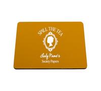 Hippowarehouse Personalised Lady Name Spill The Tea Society Papers Period Drama Lover printed mouse mat pad accessory black rubber base 240mm x 190mm x 60mm