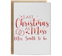 Hippowarehouse Personalised last christmas as miss Personalised Card A6 with envelope for him for her Funny Cards for Men and Women Blank inside option