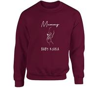 Hippowarehouse Personalised Mummy baby line drawing unisex jumper sweatshirt pullover (Specific size guide in description) Maroon