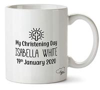 Hippowarehouse Personalised My Christening Day Your Name Any Date Printed Mug Cup Ceramic 10oz