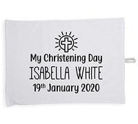 Hippowarehouse PERSONALISED My Christening Day YOUR NAME ANY DATE Tea Towel Eco Printed Dish Cloth Kitchen accessory 50cmx70cm 100% Cotton