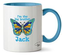 Hippowarehouse Personalised Name Butterfly I'm The Big Brother Printed Mug Various Colour Options Ceramic Cup Kitchenware 11oz