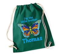 Hippowarehouse Personalised name butterfly I'm the little bother Drawstring Cotton School Gym Bag 37cm x 46cm, 12 litres
