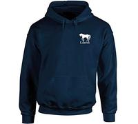 Hippowarehouse Personalised Name Horse (Pocket) Unisex Hoodie Hooded top (Specific Size Guide in Description) Navy Blue