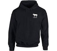 Hippowarehouse Personalised Name Horse (Pocket) Unisex Hoodie Hooded top (Specific Size Guide in Description) Black