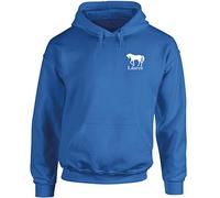 Hippowarehouse Personalised Name Horse (Pocket) Unisex Hoodie Hooded top (Specific Size Guide in Description) Sapphire Blue