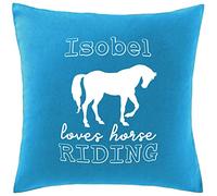 Hippowarehouse PERSONALISED Name loves Horse Riding Printed bedroom accessory cushion cover case 41x41cm