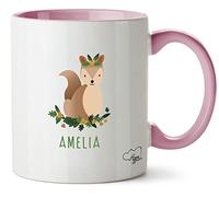 Hippowarehouse Personalised Squirrel Woodland Creature Printed Mug Various Colour Options Ceramic Cup Kitchenware 11oz