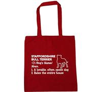Hippowarehouse PERSONALISED Staffordshire Bull Terrier Definition Tote Shopping Gym Beach Bag 42cm x38cm, 10 litres