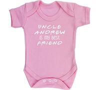 Hippowarehouse Personalised Uncle Name is My Best Friend Baby Vest Bodysuit (Short Sleeve) Boys Girls Light Pink