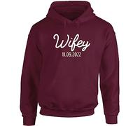 Hippowarehouse Personalised Wifey Unisex Hoodie Hooded top (Specific Size Guide in Description) Maroon