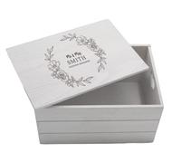 Hippowarehouse Personalised Wooden Box Wedding Memories Engraved With Heart Integral Handles VARIOUS SIZES Keepsake Gifts Anniversary Wedding Presents Birthday Christmas Valentines