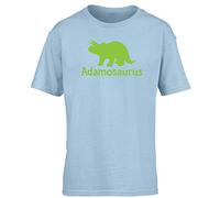 Hippowarehouse Personalised Your Name osaurus Triceratops Dinosaur Green Kids Children's Short Sleeve t-Shirt