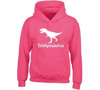 Hippowarehouse PERSONALISED your name osaurus Tyrannosaurus Rex dinosaur pink kids children's unisex Hoodie hooded top