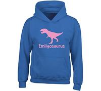 Hippowarehouse PERSONALISED your name osaurus Tyrannosaurus Rex dinosaur pink kids children's unisex Hoodie hooded top