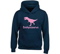 Hippowarehouse PERSONALISED your name osaurus Tyrannosaurus Rex dinosaur pink kids children's unisex Hoodie hooded top