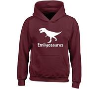 Hippowarehouse PERSONALISED your name osaurus Tyrannosaurus Rex dinosaur pink kids children's unisex Hoodie hooded top