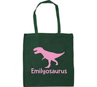 Hippowarehouse PERSONALISED your name osaurus Tyrannosaurus Rex dinosaur pink Tote Shopping Gym Beach Bag 42cm x38cm, 10 litres