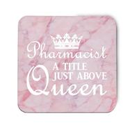 Hippowarehouse pharmacist, a title just above queen printed coaster gloss finish durable backing 9cm x 9cm 2 pack