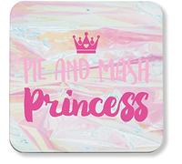 Hippowarehouse Pie and mash princess pack of 2 coasters gloss finish durable backing 9cm x 9cm