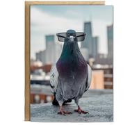 Hippowarehouse Pigeon in Urban Glasses Birthday Card A5 Personalised with envelope for him for her Funny Cards for Men and Women Blank inside option