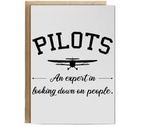 Hippowarehouse Pilot, an expert in looking down on people Birthday Card A5 Personalised with envelope for him for her Funny Cards for Men and Women Blank inside option