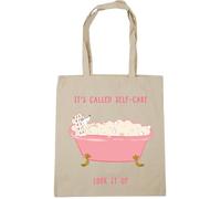 Hippowarehouse Pink bath - It's called self. Look it up - Dog Tote Shopping Gym Beach Bag 42cm x38cm, 10 litres