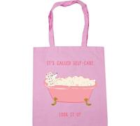 Hippowarehouse Pink bath - It's called self. Look it up - Dog Tote Shopping Gym Beach Bag 42cm x38cm, 10 litres