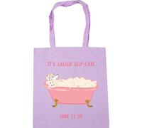 Hippowarehouse Pink bath - It's called self. Look it up - Dog Tote Shopping Gym Beach Bag 42cm x38cm, 10 litres
